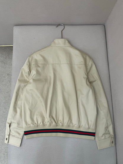 Gucci Cotton Twill Zip Jacket with Web "Sand"