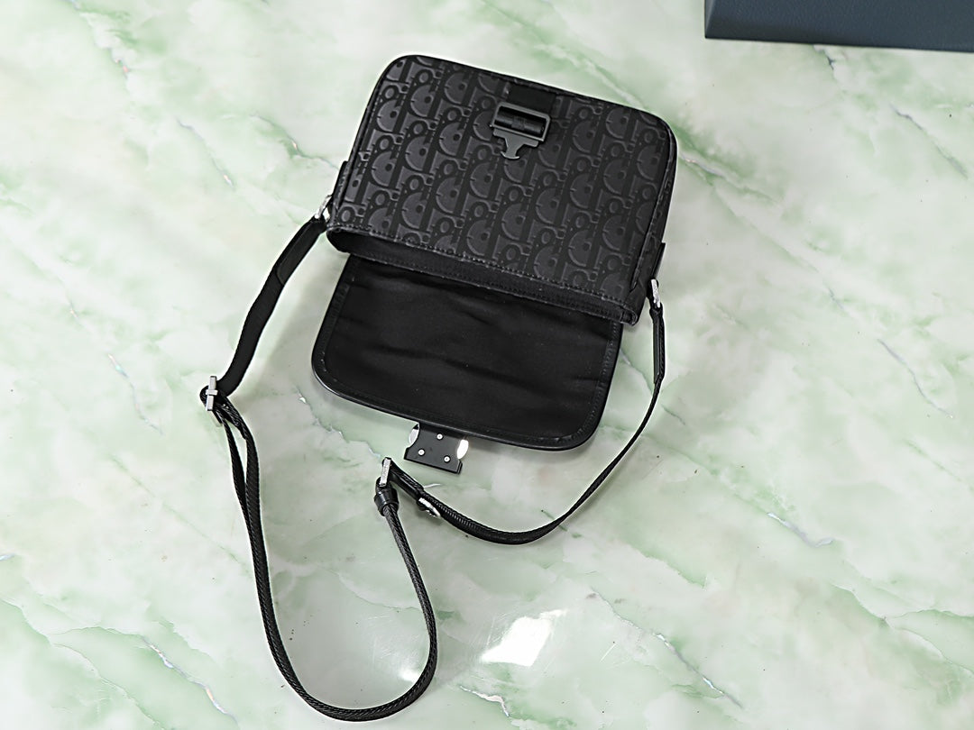 Dior Trek Messenger Bag with Flap "Black Dior Oblique Nylon"