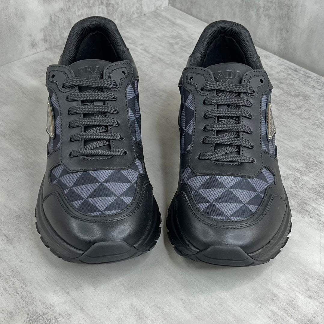 Prada Leather and Re-Nylon Sneakers "Black"