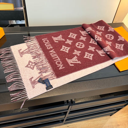 Louis Vuitton Monogram Shadow Scarf "Burgundy"