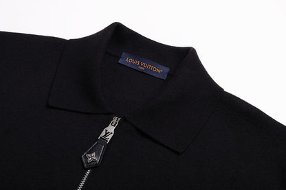 Louis Vuitton Knit Blouson with Leather Details "Black"