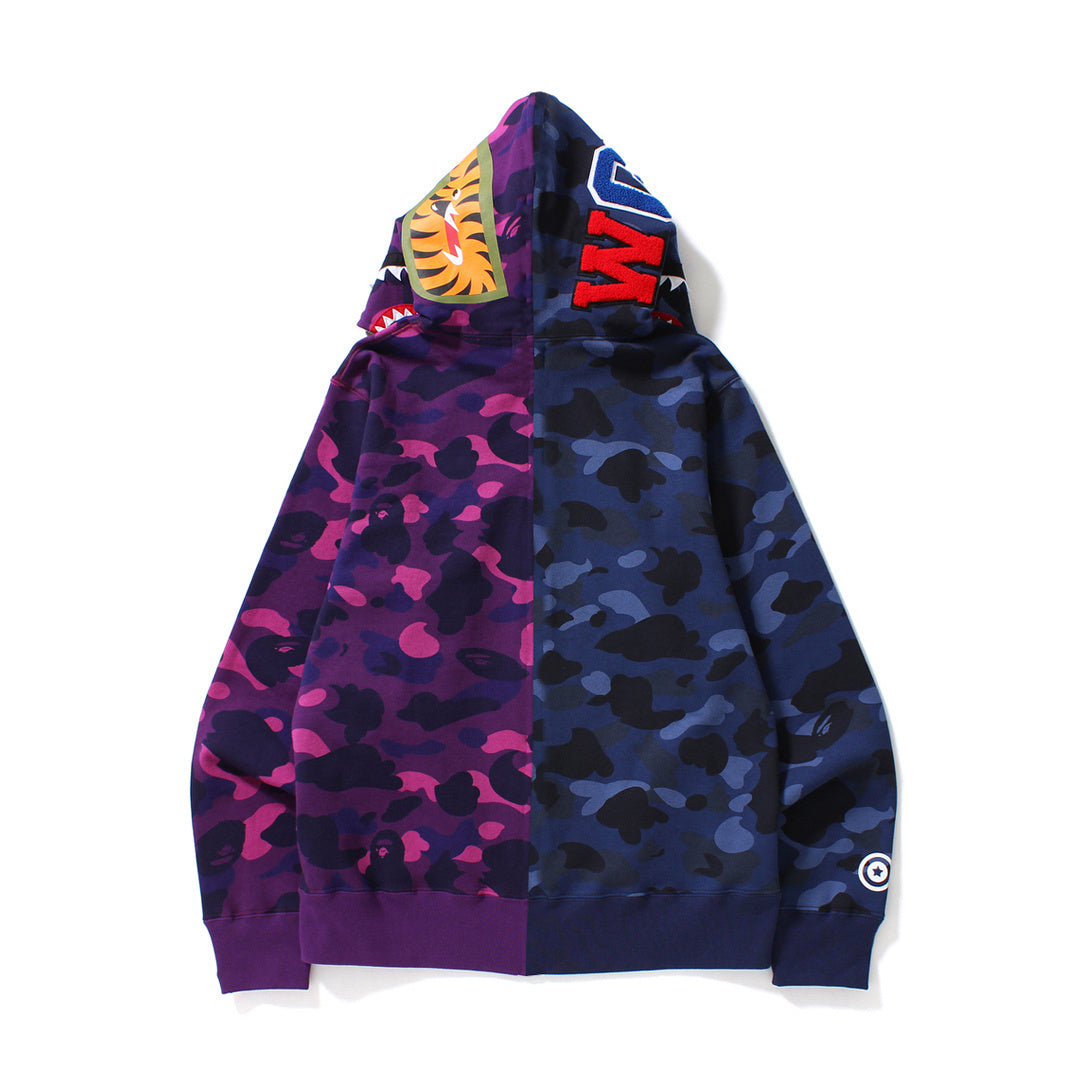 BAPE Colour Camo Separate Shark Full Zip Hoodie "Navy/Purple"
