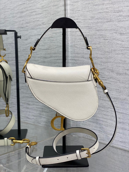 Dior Mini Saddle Bag with Strap "Latte Grained Calfskin"