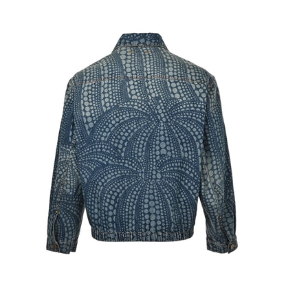 Yayoi Kusama x Louis Vuitton All-Over Pumpkin Brand-Embroidered Denim Jacket