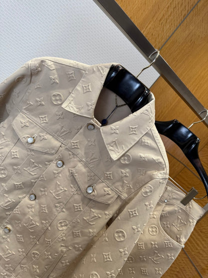 Louis Vuitton Monogram Embossed Denim Jacket "Ivory"