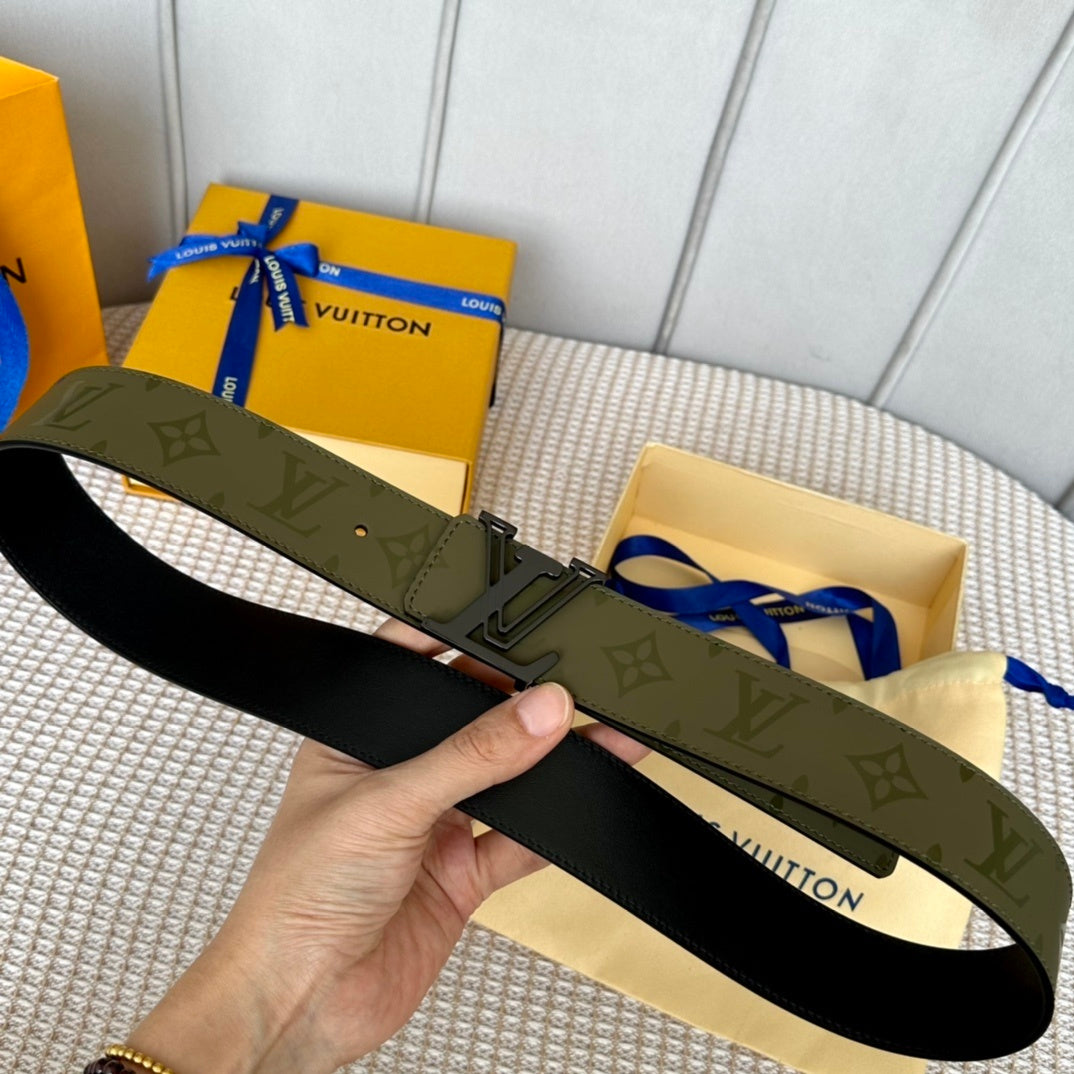 Louis Vuitton Reversible Dimension Leather Belt "Green" and "Black"