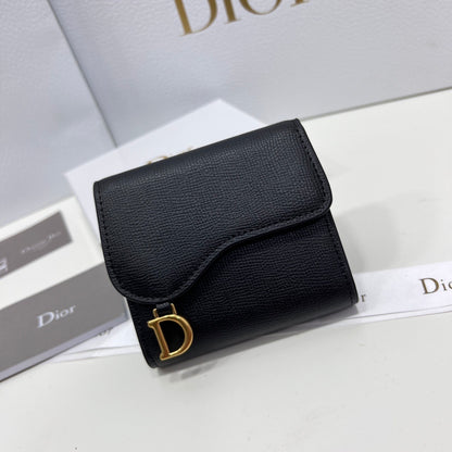 Dior Saddle Lotus Wallet Black Goatskin
