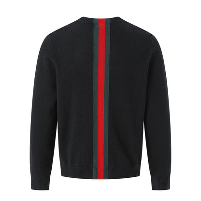 Gucci Fine Knit Wool Sweater with Web "Black"