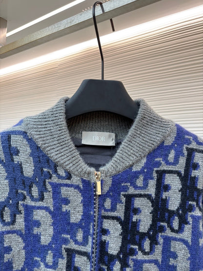 Dior Oblique Blouson Jacket "Gray Wool Knit"