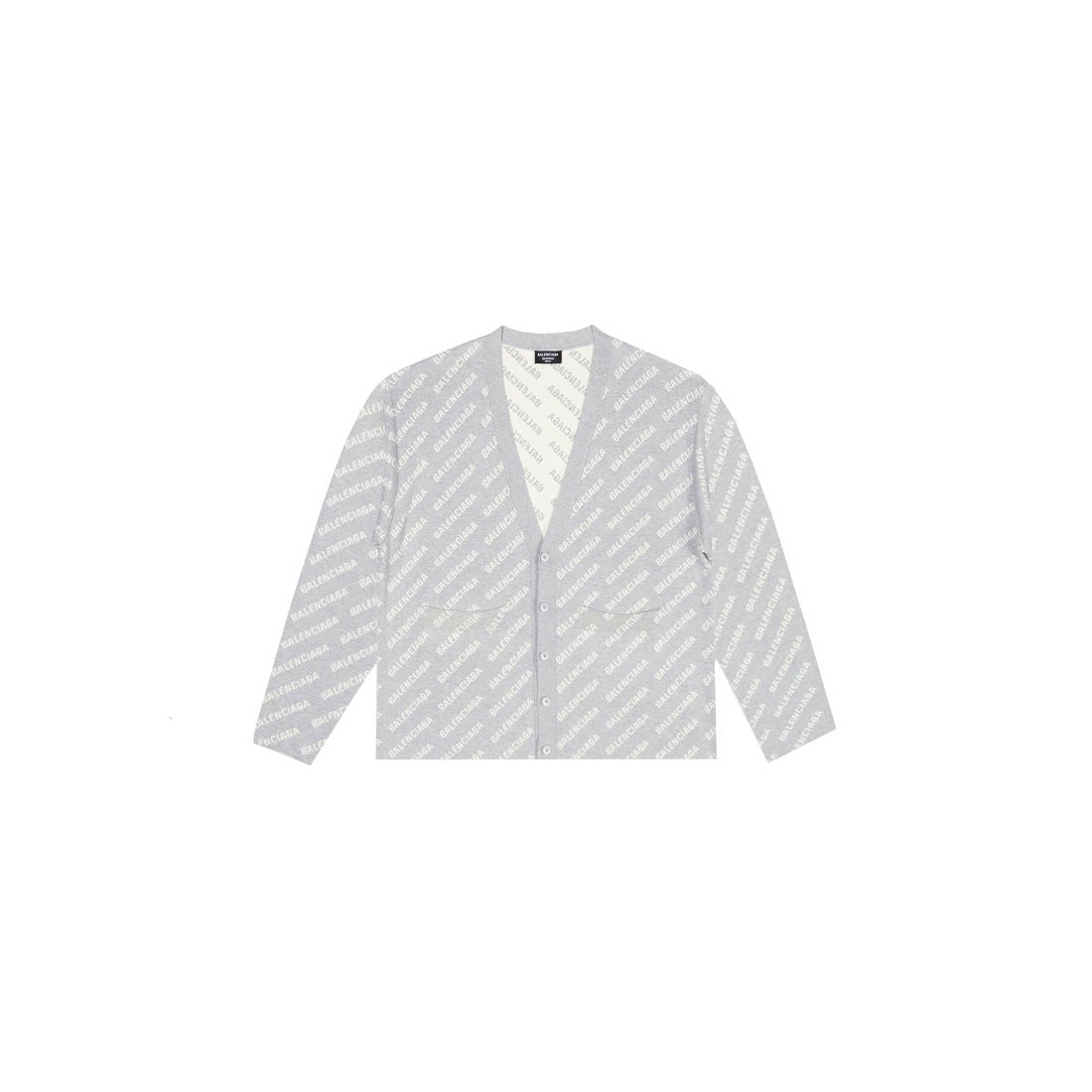 Balenciaga All-Over Logo Cardigan "Grey-White"