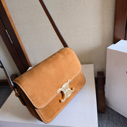 Celine Teen Triomphe Bag in Nubuck Calfskin "Camel"