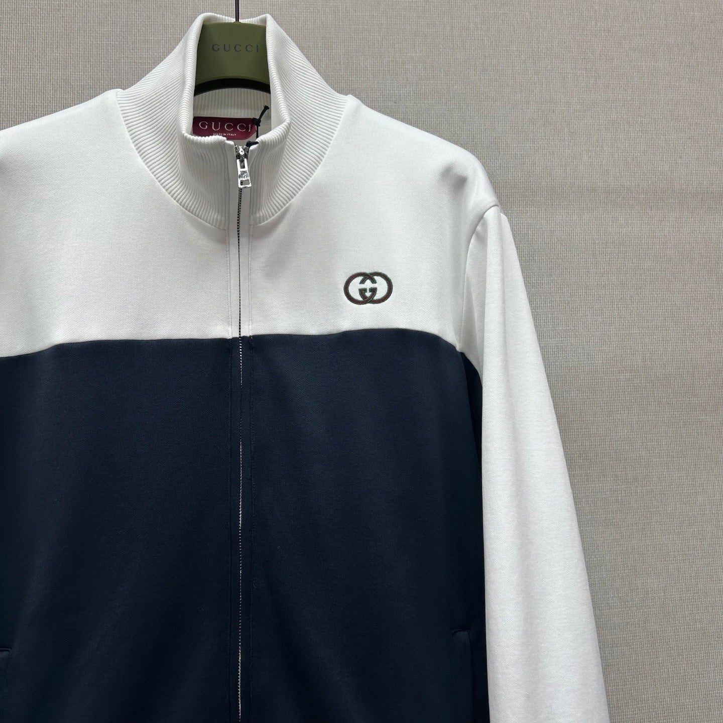 Gucci Technical Jersey Zip Jacket "Navy-White"