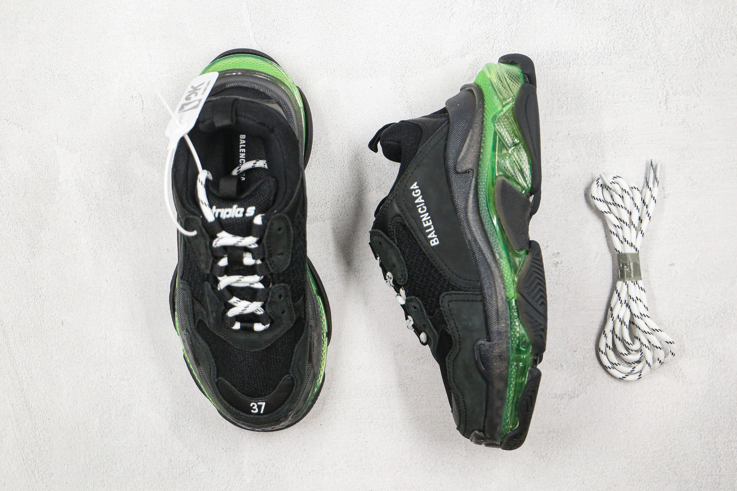 Balenciaga Triple S "Black-Green Clear Sole"