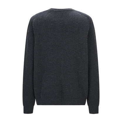 Gucci Wool Cashmere Rib Knit Sweater "Dark Grey-Black"