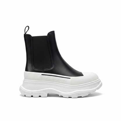 Alexander McQueen Tread Slick Chelsea Boots "Black-White"