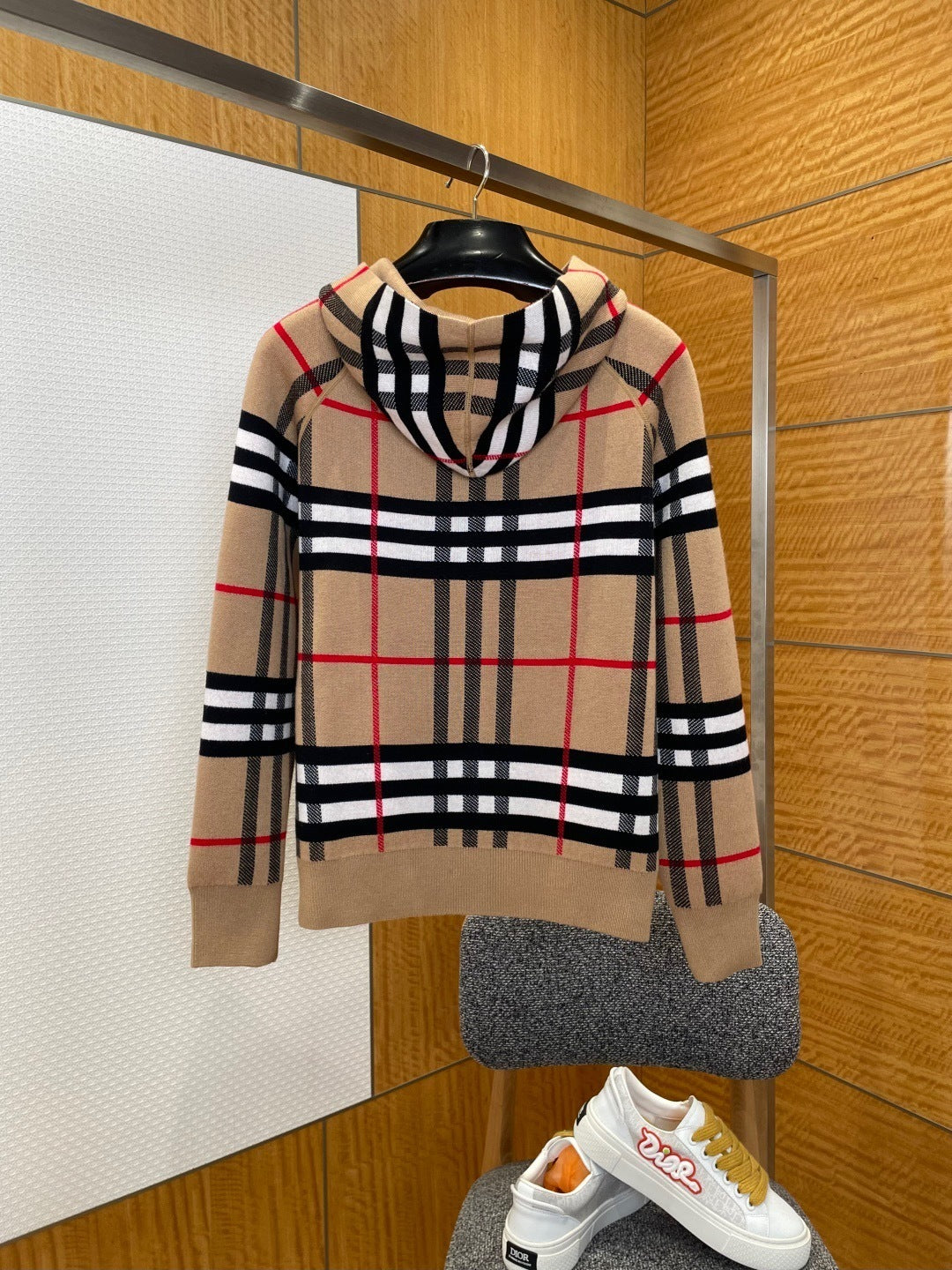 Burberry Ferryton Plaid Cotton Check Zip Hoodie "Sand Beige"