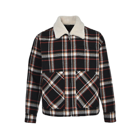 Chrome Hearts Shearling Collar Plaid Jacket