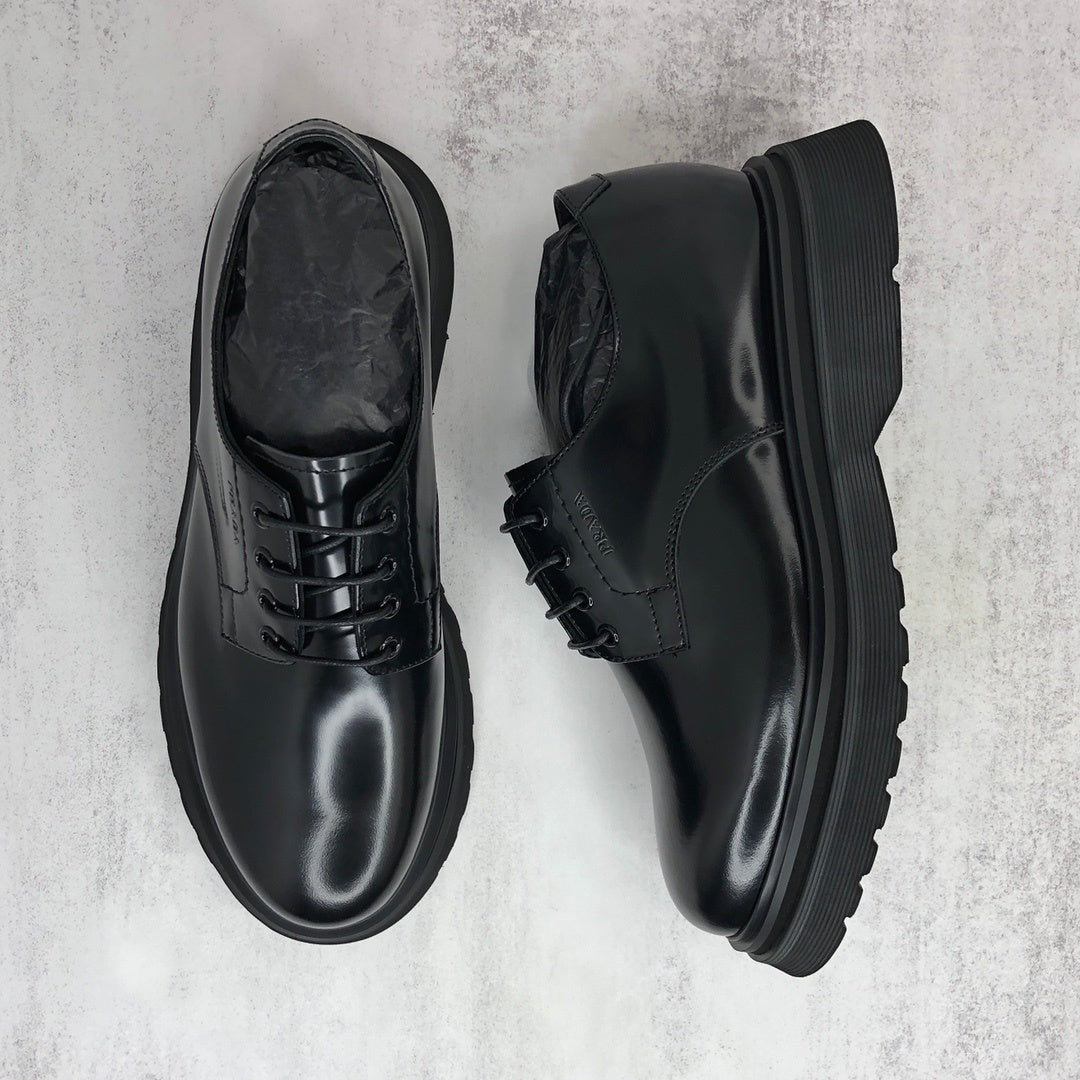Prada Leather Derby Shoes "Black"
