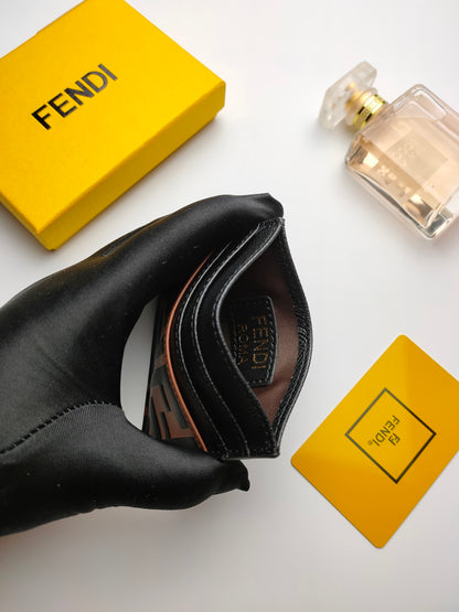 Fendi FF Logo Leather Card Holder