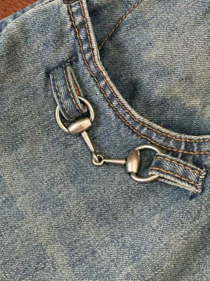 Gucci Cotton Denim Pants with Horsebit Detail