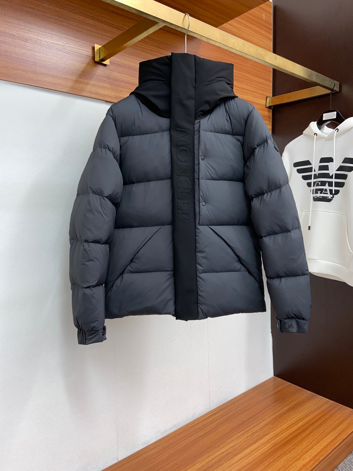 Monlcer Madeira Hooded Down Jacket "Grey-Black"