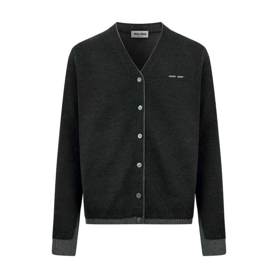 Miu Miu Silk Cashmere Cardigan Sweater "Black"