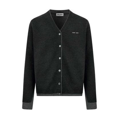 Miu Miu Silk Cashmere Cardigan Sweater "Black"