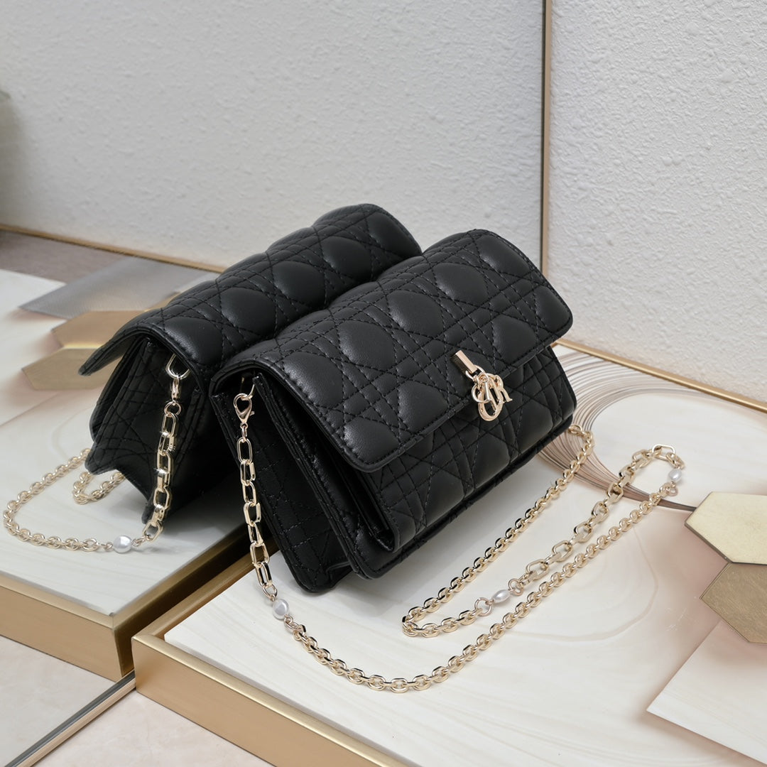 Dior My Dior Daily Pouch with Chain "Black Cannage Lambskin"