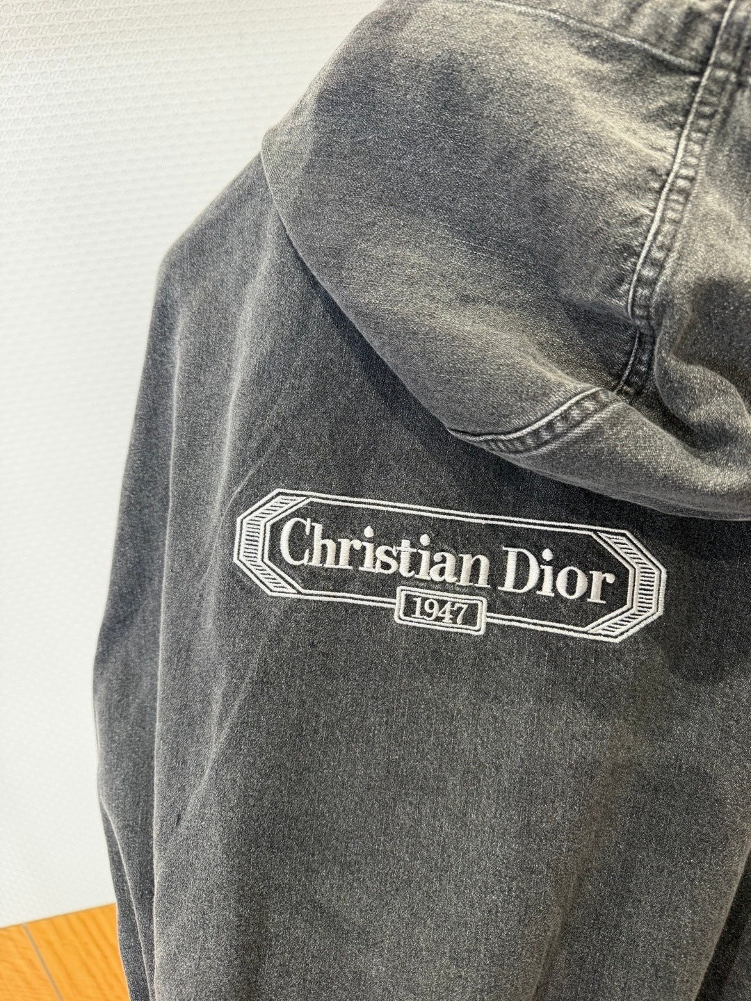 Dior CD Box Hooded Blouson Jacket "Gray Cotton Twill"
