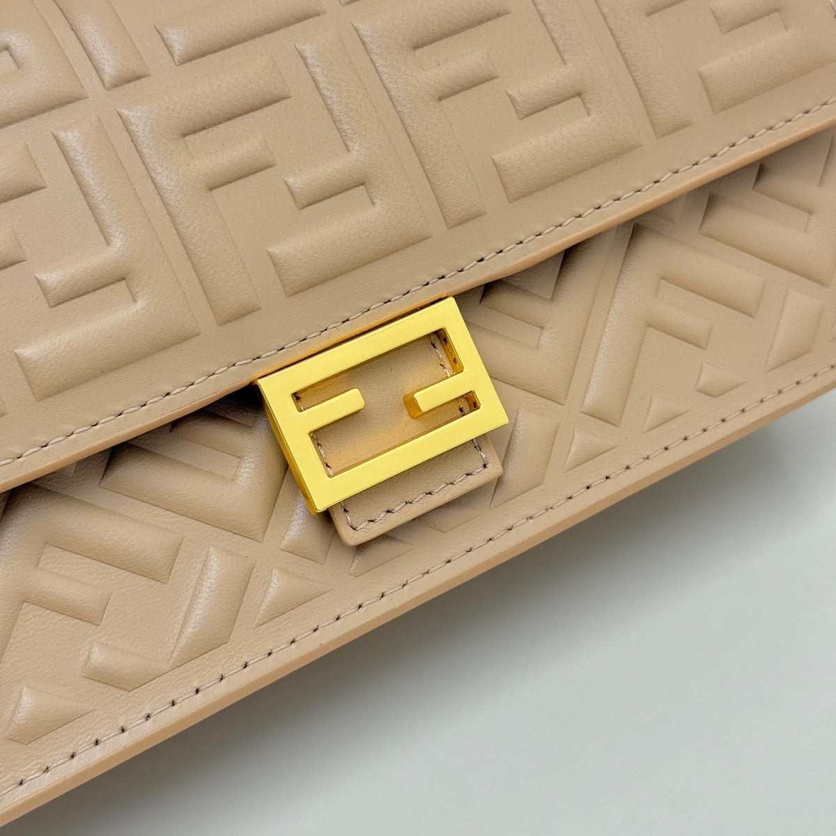 Fendi Tube Wallet On Chain "Light Brown Nappa Leather Wallet with FF Motif"