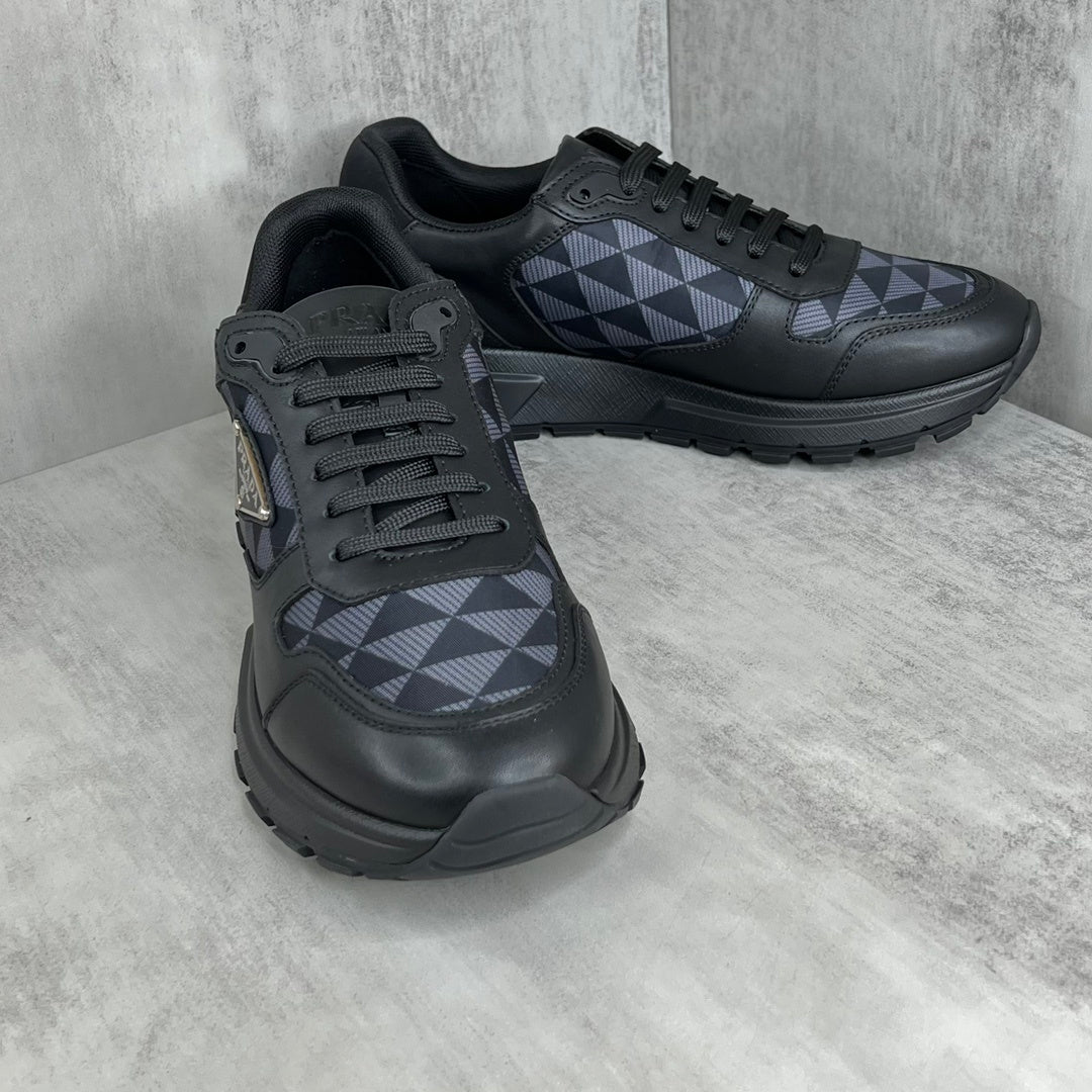 Prada Leather and Re-Nylon Sneakers "Black"