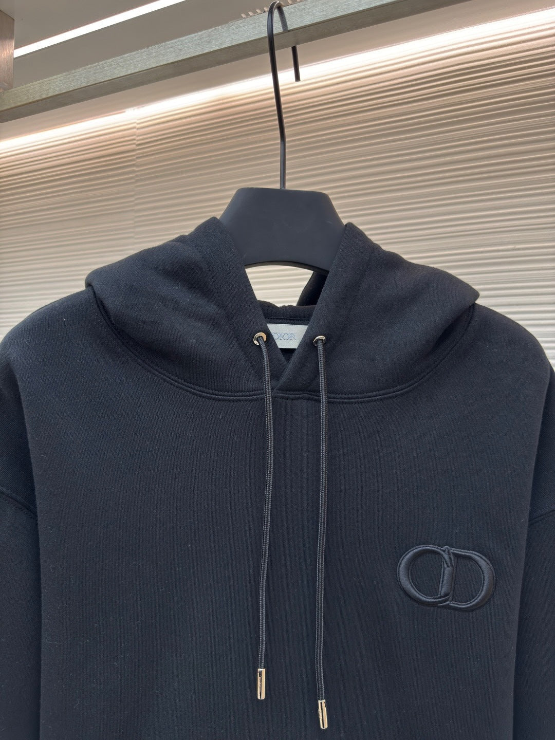 Dior CD Icon Hooded Sweatshirt "Black Cotton Fleece"
