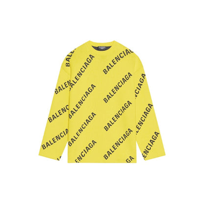 Balenciaga All-Over Logo Sweater "Yellow-Black"