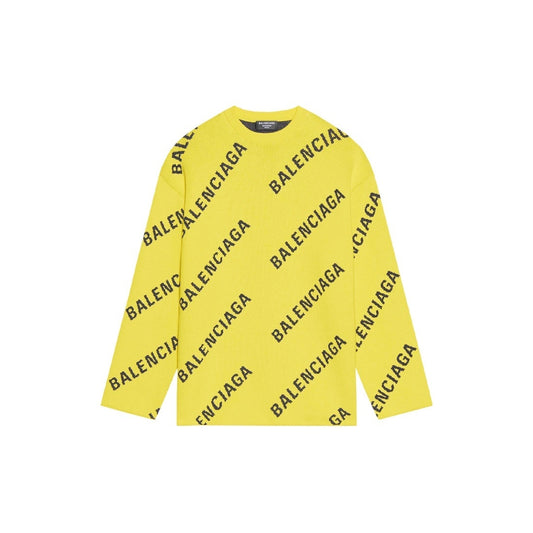 Balenciaga All-Over Logo Sweater "Yellow-Black"