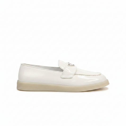 Prada Triangle-Logo Leather Loafer "White"