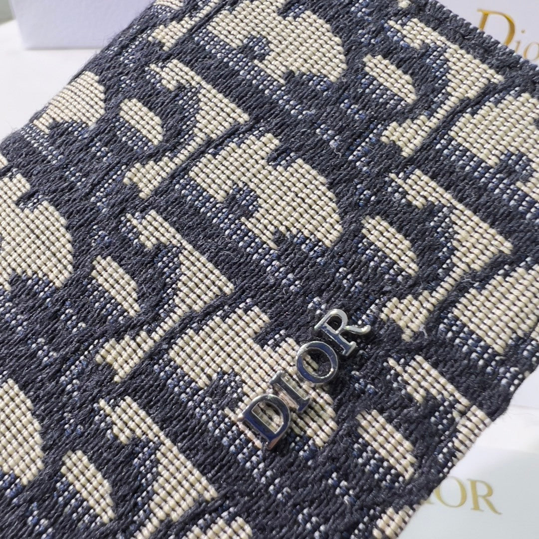 Dior Business Card Holder Beige and Black Dior Oblique Jacquard