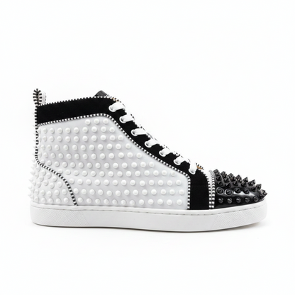 Christian Louboutin High-Top Louis Flat Spikes "Black-White"
