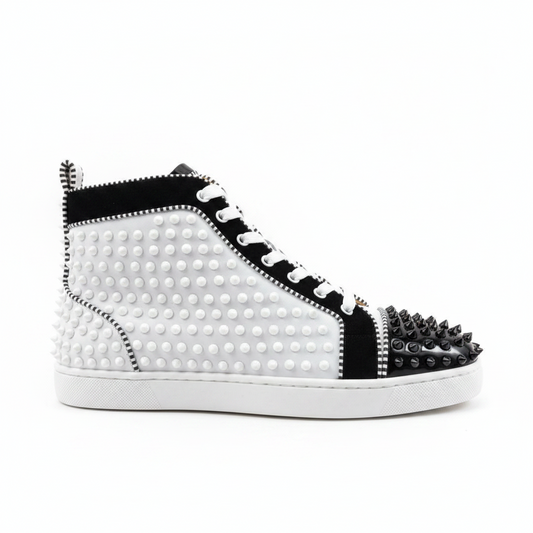 Christian Louboutin High-Top Louis Flat Spikes "Black-White"