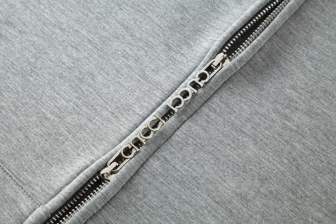 Gucci Logo-Appliquéd Jersey Zip-Up Hoodie "Grey"