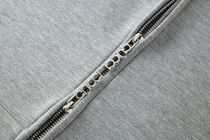 Gucci Logo-Appliquéd Jersey Zip-Up Hoodie "Grey"