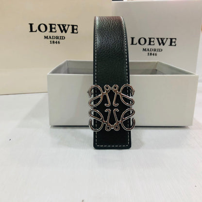 Loewe Anagram Leather Belt "Black-Silver"