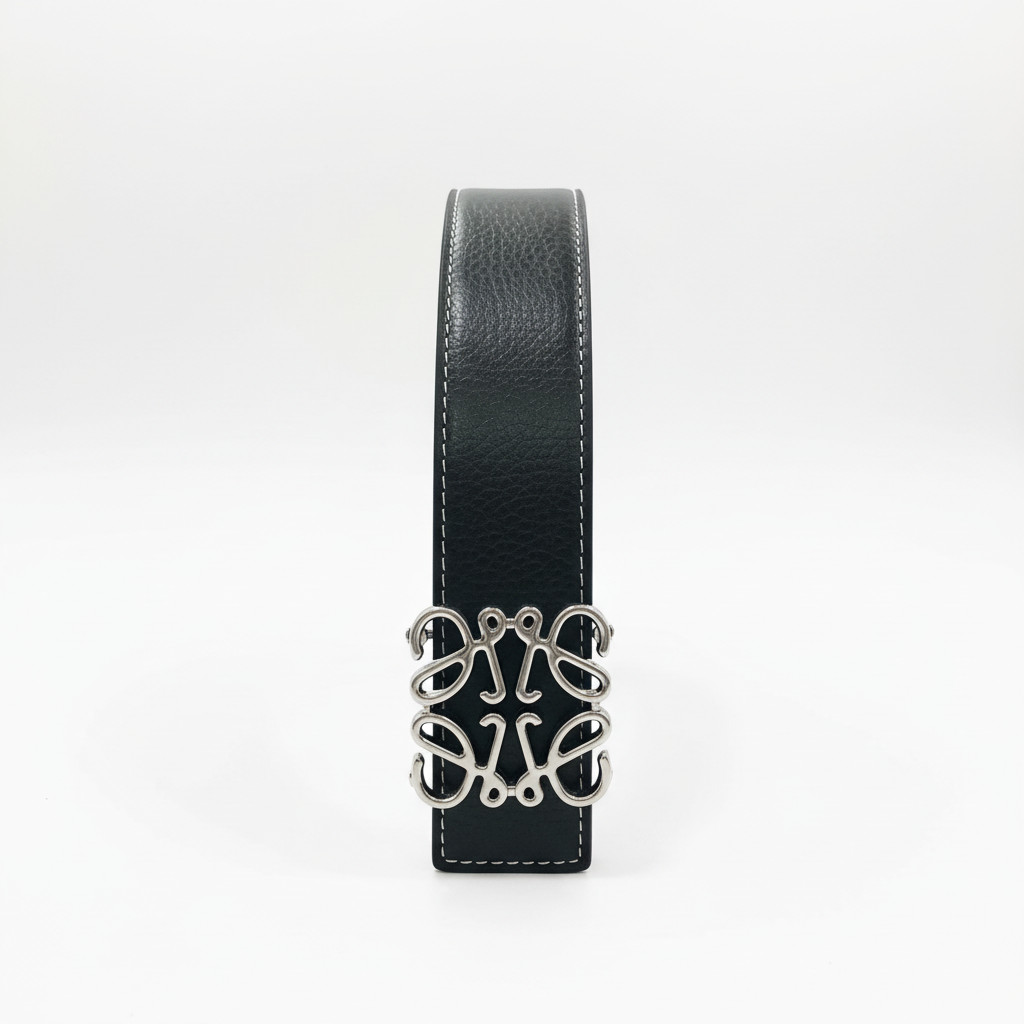 Loewe Anagram Leather Belt "Black-Silver"