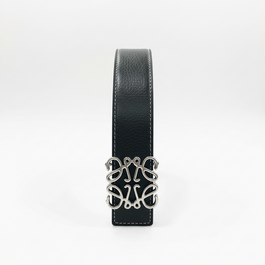 Loewe Anagram Leather Belt "Black-Silver"
