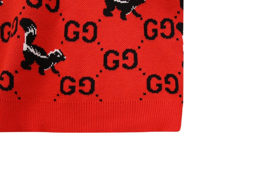 Gucci GG and Skunk Sweater "Red-Black"