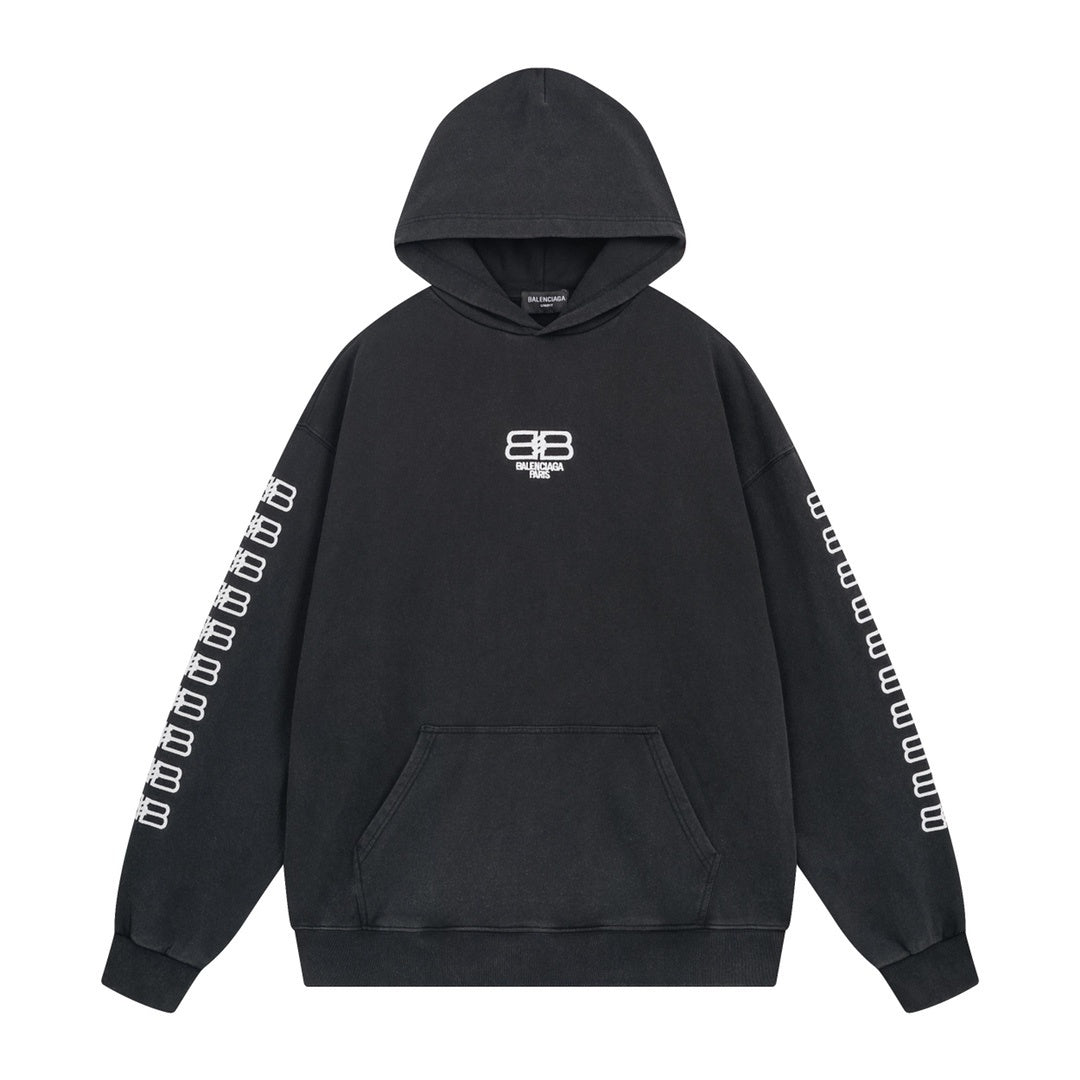 Balenciaga BB Pixel Embroidery Hoodie "Black-White"