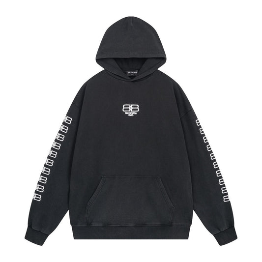 Balenciaga BB Pixel Embroidery Hoodie "Black-White"