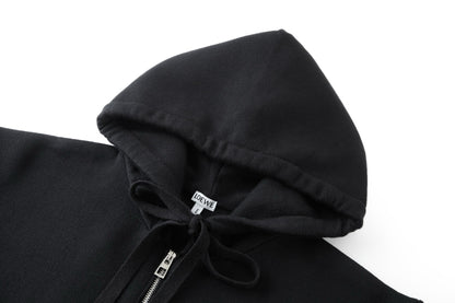 Loewe Zip-up Hoodie in Cotton "Black"
