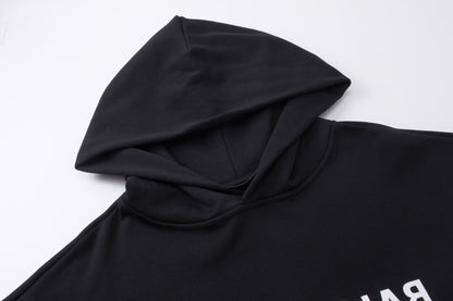 Balenciaga Mirror Logo Print Hoodie "Black-White"