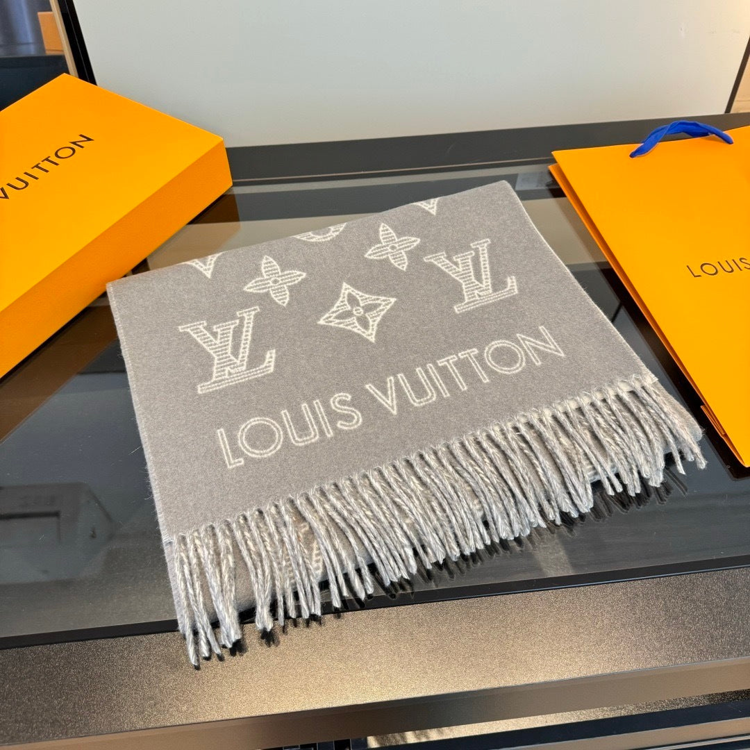 Louis Vuitton Monogram Shadow Scarf "Grey"