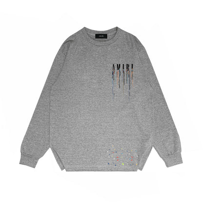 Amiri Paint Drip Core Logo Print Sweatshirt "Grey-Black"